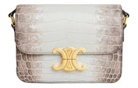 CELINE Triomphe Crocodile Leather Handbag Shoulder Bag Crossbody Bag Women's Natural Color