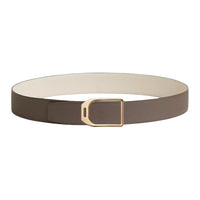 HERMES Calfskin Leather Belts Men's Gray 3.8CM