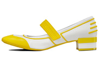 DIOR Roller Block Heel Mary Jane Shoes Women's Yellow White