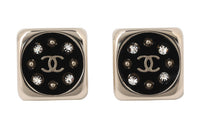 CHANEL Stud Earrings Women's Black Gold