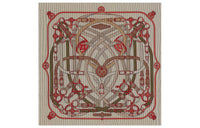 HERMES Shawl Women's Natural/Coral Red/Khaki