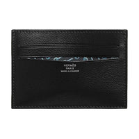 HERMES Citizen Twill Evercolor Calfskin Card Holder Unisex Black