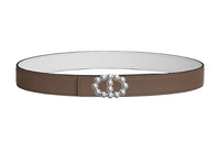 HERMES Calfskin Double-Sided Leather Belts Women's Brown Width 24mm