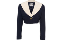 MIU MIU SS22 Cropped Coat Women's Marine Blue