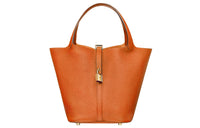 HERMES Picotin Lock Cow Leather Basket Bag Handbag Bucket Bag Women's Flame Orange