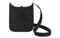 HERMES Evelyne Amazone Clemence Gold 16 Mini/TPM Noir