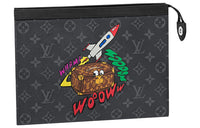 LOUIS VUITTON Pochette Voyage Canvas Toiletry Bags Clutches Medium Size Men's Black