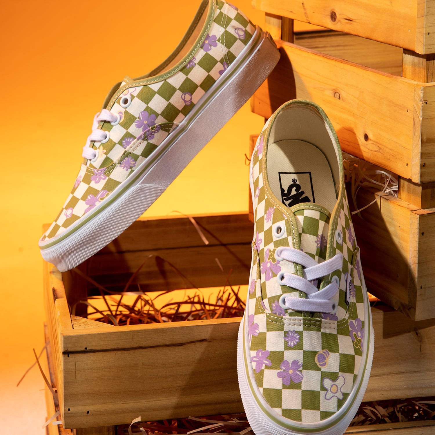 Vans Wallpaper Authentic Checkered Floral 'Green White' VN0A5KS9CCF
