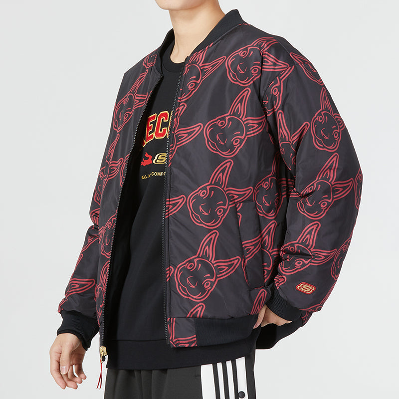 Skechers Letter Embroidery Reversible Padded Jacket 'Black Red' L123M001-0018