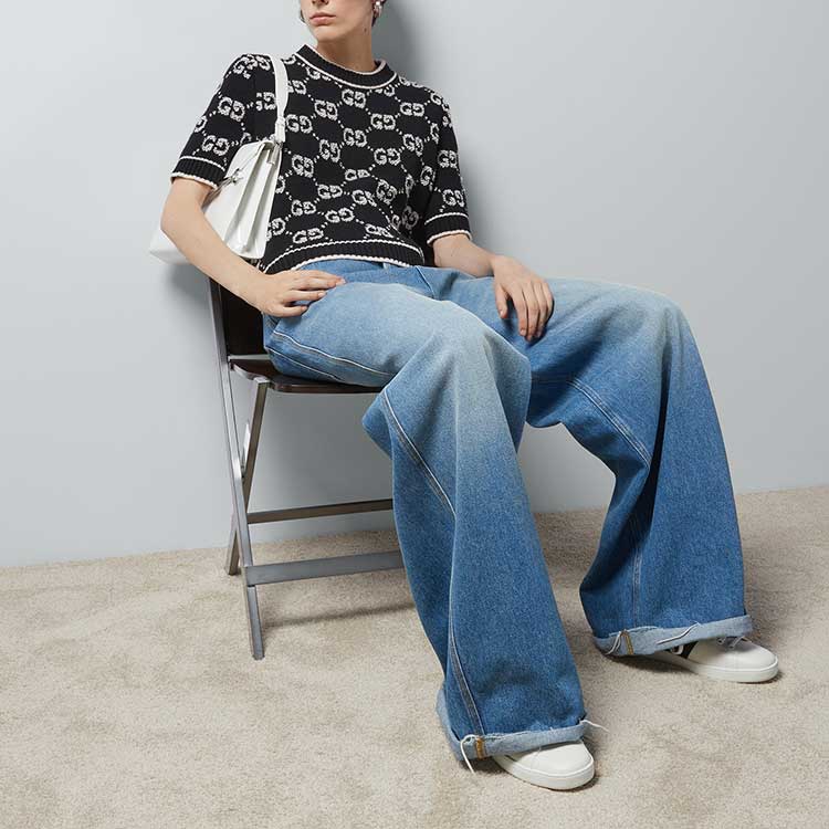 (WMNS) Gucci GG Wool Boucl Jacquard Top 'Grey Ivory' 770059-XKCNA-1130