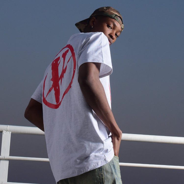 VLONE Fragment Staple Tee Large Logo Printing Short Sleeve Couple Style 'Gray Red' VLTE17FW002