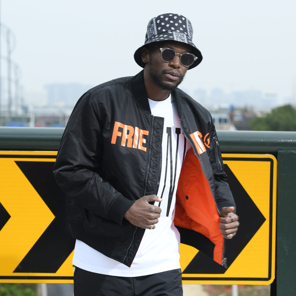 VLONE x Fragment Design Crossover Back Large V Reversible Padded Jacket 'Black Orange' VLJK21001
