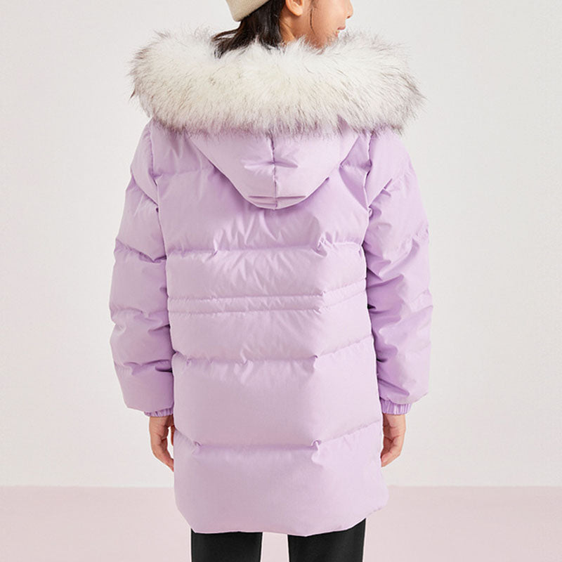 (GS) Skechers Letter Printed Down Jacket 'White Purple Navy Pink' L321G125