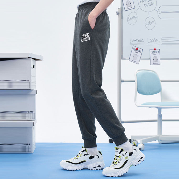 Skechers Logo Printed Knitted Tapered Sport Pants 'Black Navy Grey' L121M224