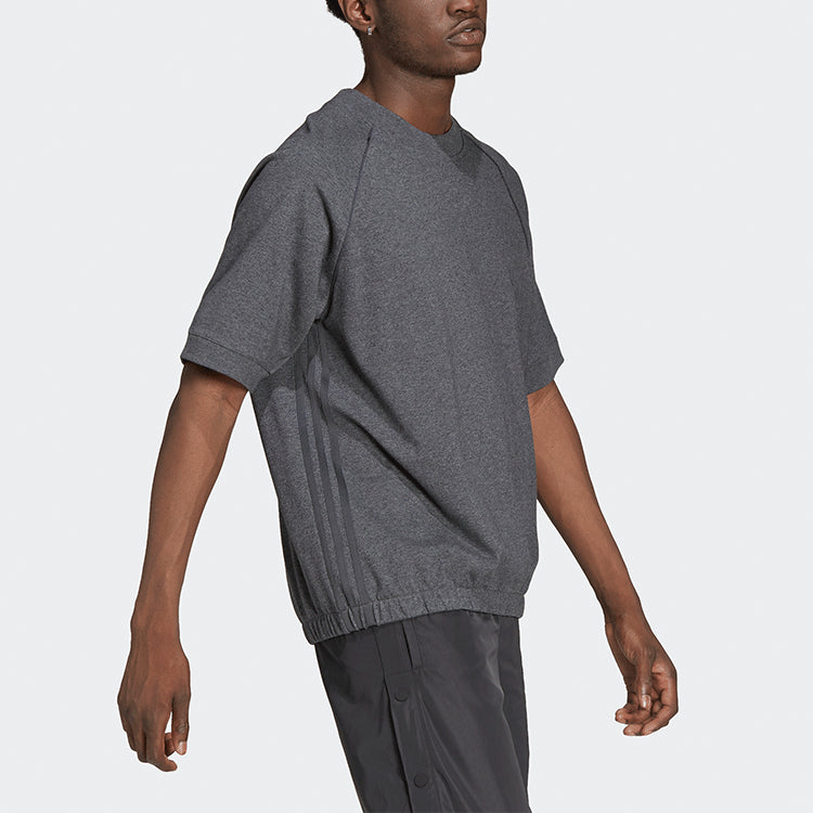 Men's adidas Solid Color Round Neck Straight Short Sleeve Dark Grey T-Shirt HD4790