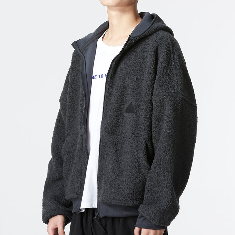 Men's adidas New Polar Fz Solid Color Reversible Athleisure Casual Sports Hooded Jacket Gray HG2076