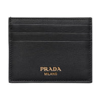 PRADA Leather Card Holder Men's Black