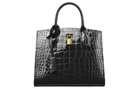 LOUIS VUITTON Luminous Crocodile Leather Handbag Small Size Women's Black