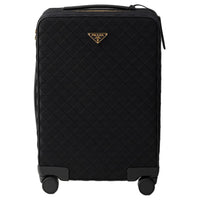 PRADA Fabric With Leather Suitcase Luggage Women's Black