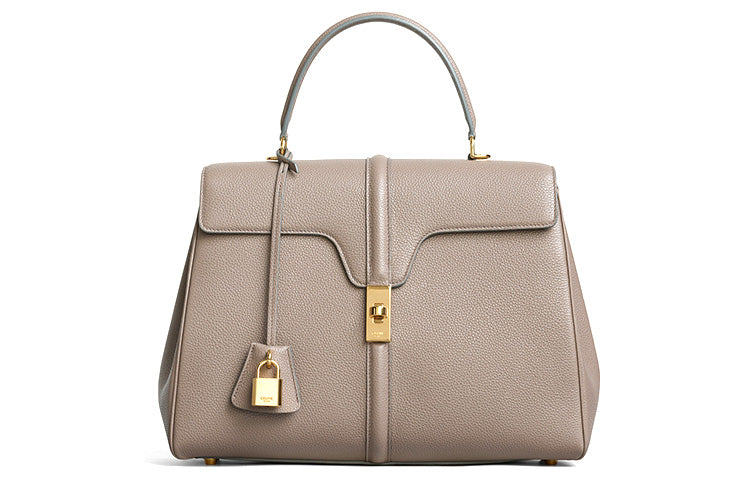 CELINE 16 Calfskin Handbag Medium Size Women's Egg Stone Brown