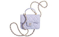 CHANEL Interlocking Sheep Leather Handbag Shoulder Bag Crossbody Bag Women's Light Purple
