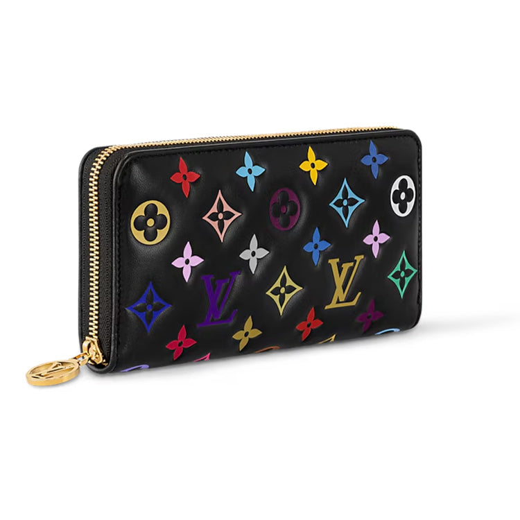 LOUIS VUITTON Zippy Lambskin Wallet Women's Black