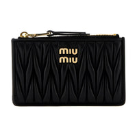 MIU MIU Leather Card Holder Women's Black