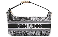 DIOR DiorTravel Embroidery Clutch Medium Size Women's Black/White