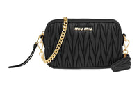 MIU MIU Matelassé Soft Sheep Leather Camera Bag, Crossbody Bag, Shoulder Bag Women's Black
