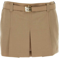 MIU MIU Belt Detailed Pleated Mini Skirt