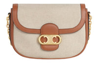 CELINE Triomphe Fabric With Calfskin Chain Bag, Shoulder Bag Women's
