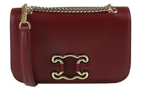 CELINE Triomphe Shiny Calfskin Chain Bag Handbag Shoulder Bag Medium Size Women's Burgundy