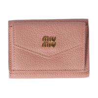 MIU MIU Cow Leather Wallet Women's Pink
