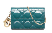 DIOR Patent Leather Cow Leather Patchwork Clutches Shoulder Bag Crossbody Bag Regular Women's Deep Sea Blue