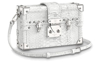 LOUIS VUITTON PETITE MALLE Python Skin Shoulder Bag Regular Women's Silver