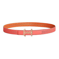 HERMES Calfskin Leather Belts Women's Orange/Rose Width 2.4cm