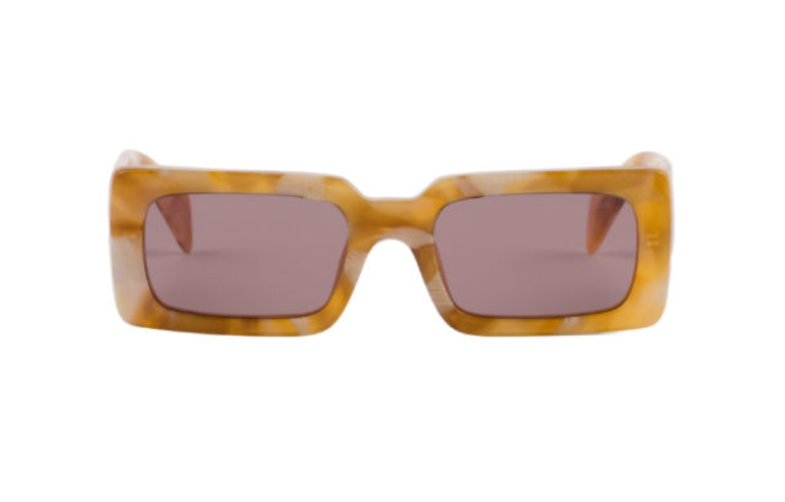 PRADA Acetate Rectangular Sunglasses Women's Yellow