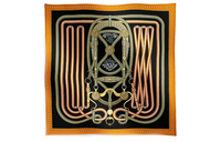 HERMES Silk Scarves Women's Orange/Black