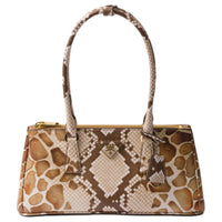 PRADA Saffiano Cow Leather Shoulder Bag Medium Size Women's Beige