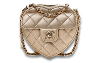 CHANEL 22SS Cow Leather Shoulder Bag Crossbody Bag Women's Gold