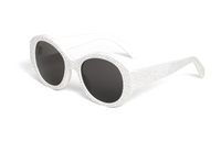 CELINE Acetate Crystal Irregular Shape Sunglasses Women's Silver