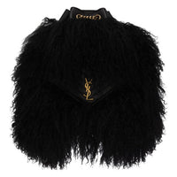 SAINT LAURENT Wool Patchwork Lambskin Backpack Regular Women's Black
