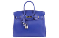 HERMES Birkin Tadelakt Calfskin Handbag Women's Electric Blue