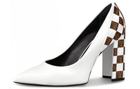 LOUIS VUITTON Matchmake Chunky Heel High Heels Women's White