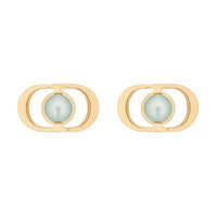 DIOR Metal Resin Bead Earrings Women's Gold/Green