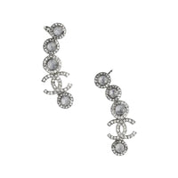 CHANEL Stud Earrings Women's Silver/Silver Gray