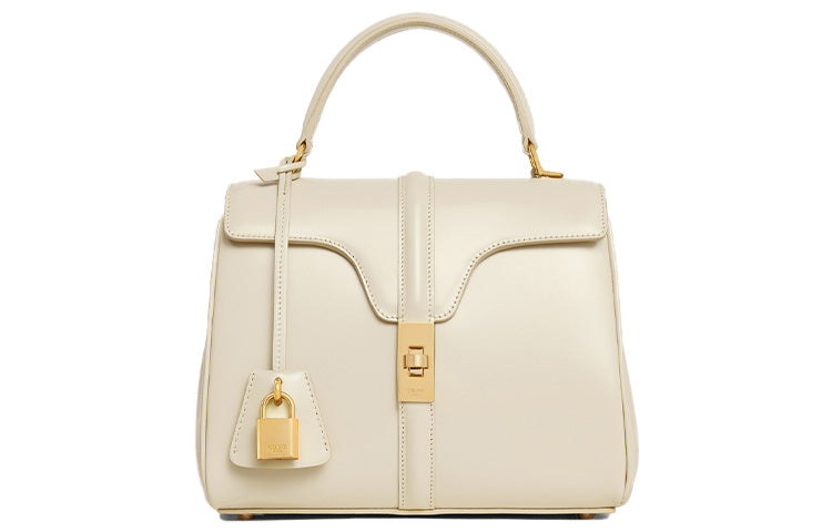 CELINE 16 Calfskin Shoulder Bag Crossbody Bag Handbag Small Size Women's Beige
