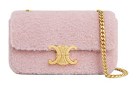 CELINE Sheepskin Leather Shoulder Bag Crossbody Bag Women's Light Pink