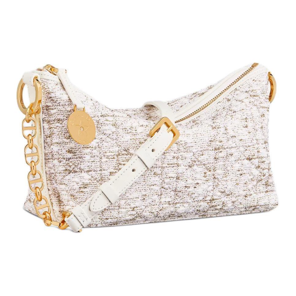 DIOR Cotton Hobo Bag Crossbody Bag Shoulder Bag Women's White