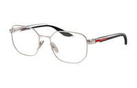 PRADA Metal Irregular Shape Eyeglass Frames Men's Silver